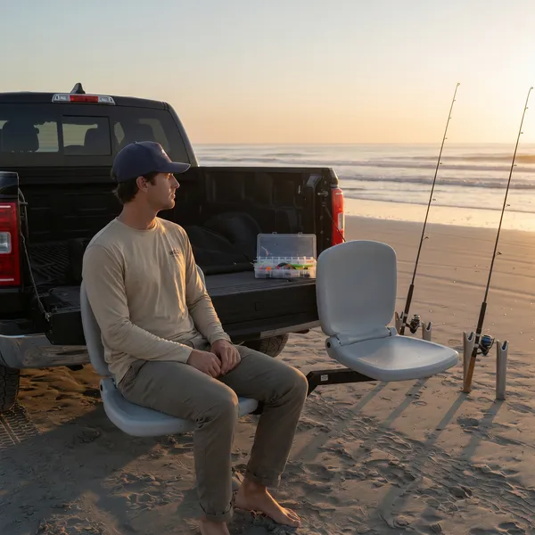 Tailbreaker seat beside a truck at the beach